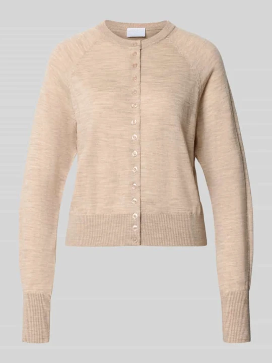 Zdjęcie produktu kardigan rozpinany o kroju regular fit z czystej wełny Jake*s Camel melanż