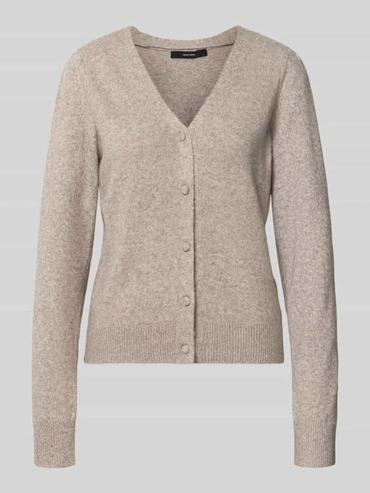 Zdjęcie produktu kardigan rozpinany o kroju regular fit z dekoltem w serek model 'DOFFY' Vero Moda Piaskowy