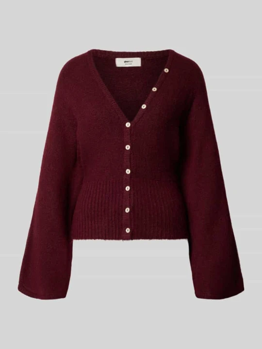 Zdjęcie produktu Kardigan rozpinany o kroju regular fit z dodatkiem wełny Gina Tricot Bordowy
