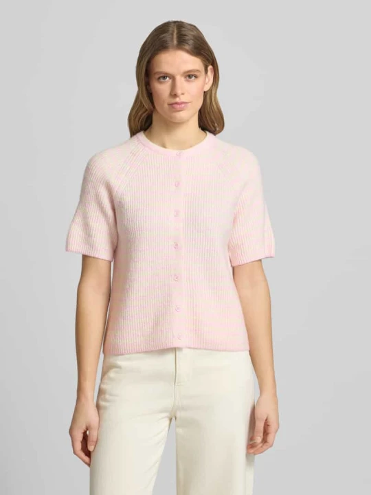 Zdjęcie produktu kardigan rozpinany o kroju regular fit z dodatkiem wełny model 'MALOU' Pieces Różowy