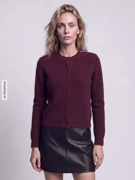 Zdjęcie produktu kardigan rozpinany o kroju regular fit z dodatkiem wełny model 'MALOU' Pieces Bordowy