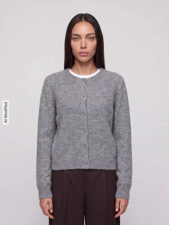 Zdjęcie produktu kardigan rozpinany o kroju regular fit z dodatkiem wełny model 'MALOU' Pieces Średnioszary melanż