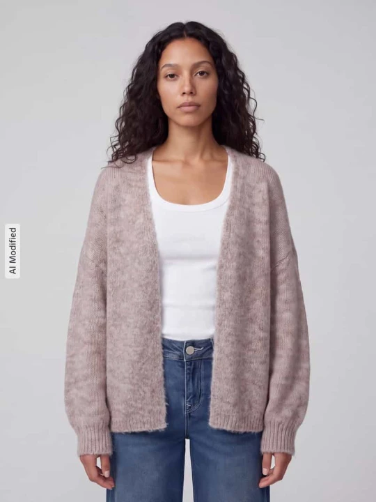 Zdjęcie produktu kardigan rozpinany o kroju regular fit z dodatkiem wełny model 'NELLIE' Only Piaskowy melanż