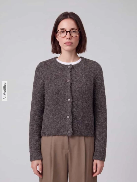 Zdjęcie produktu kardigan rozpinany o kroju regular fit z dodatkiem wełny model 'NOVAH' Vero Moda Czekoladowy