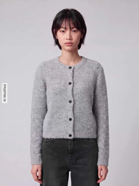 Zdjęcie produktu kardigan rozpinany o kroju regular fit z dodatkiem wełny model 'NOVAH' Vero Moda Średnioszary