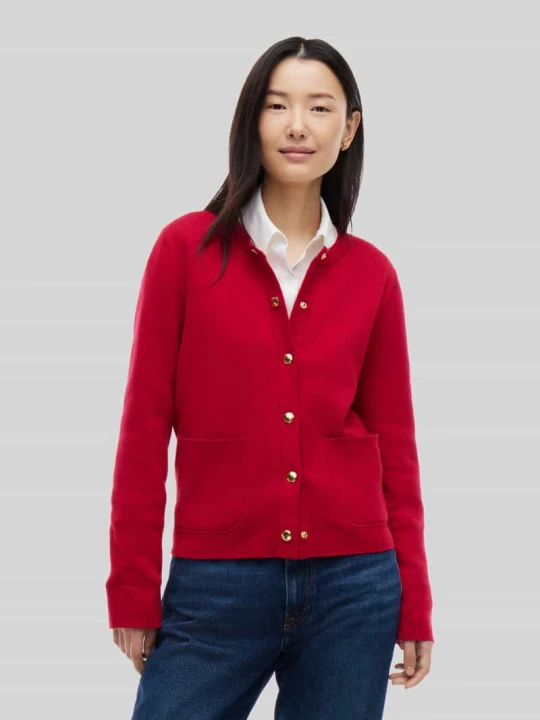Zdjęcie produktu kardigan rozpinany o kroju regular fit z mieszanka bawełny Tommy Hilfiger Czerwony