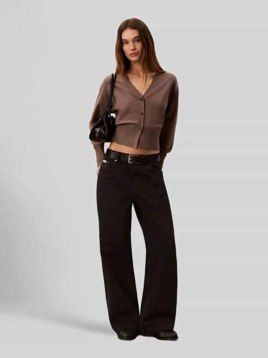 Zdjęcie produktu kardigan rozpinany o kroju regular fit z mieszanka wiskozy Calvin Klein Średniobrązowy melanż