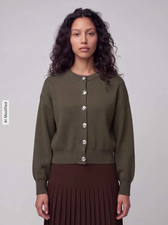 Zdjęcie produktu kardigan rozpinany o kroju regular fit z mieszanka wiskozy model 'NOELLA' Vero Moda Ciemnozielony