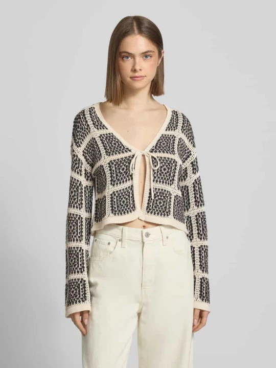 Zdjęcie produktu kardigan rozpinany o kroju regular fit z mieszanki bawełny model 'LOA' Only Écru