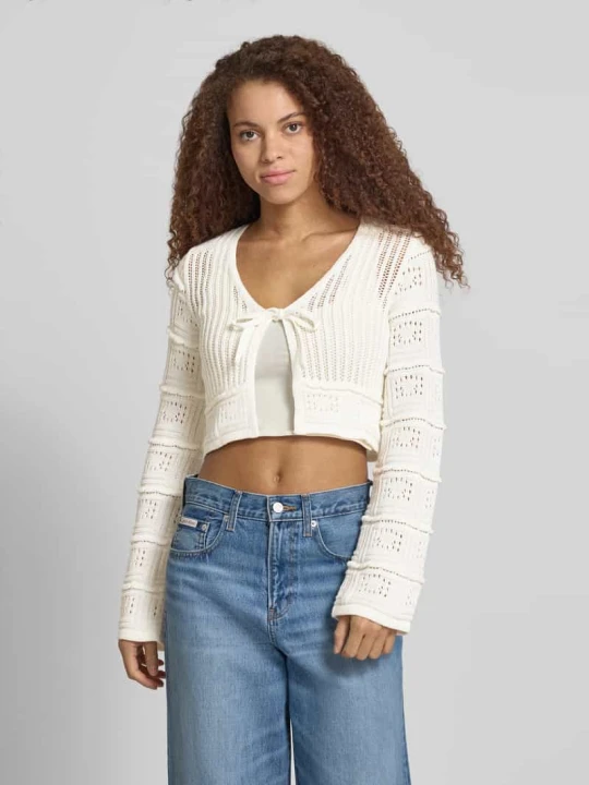 Zdjęcie produktu Kardigan rozpinany o kroju regular fit z mieszanki bawełny model 'NATALIE' Only Złamany biały