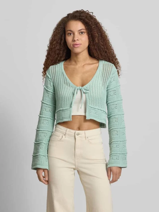 Zdjęcie produktu Kardigan rozpinany o kroju regular fit z mieszanki bawełny model 'NATALIE' Only Trzcinowy