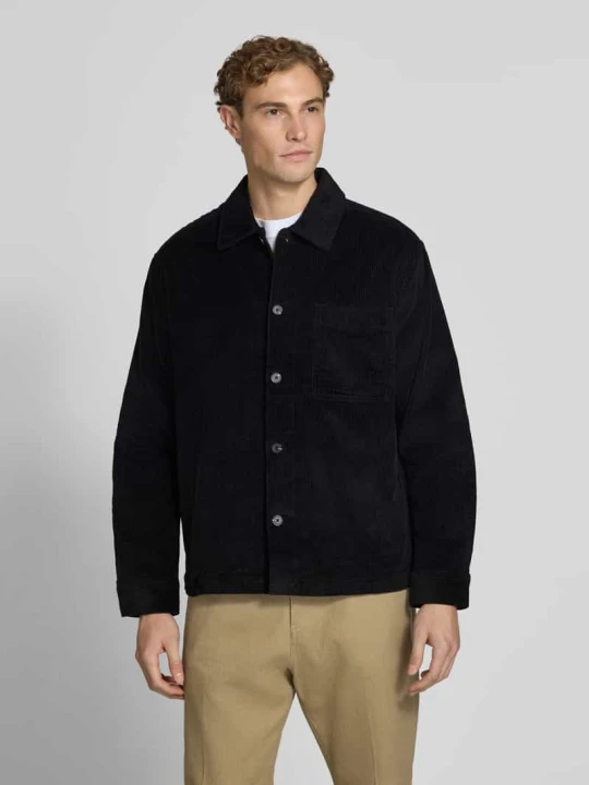 Zdjęcie produktu kardigan rozpinany o kroju regular fit z mieszanki bawełny model 'OTTO' Selected Czarny