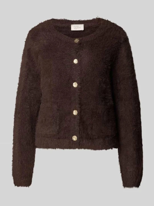 Zdjęcie produktu kardigan rozpinany o kroju regular fit z mieszanki bawełny ROBE LÉGÈRE Ciemnobrązowy