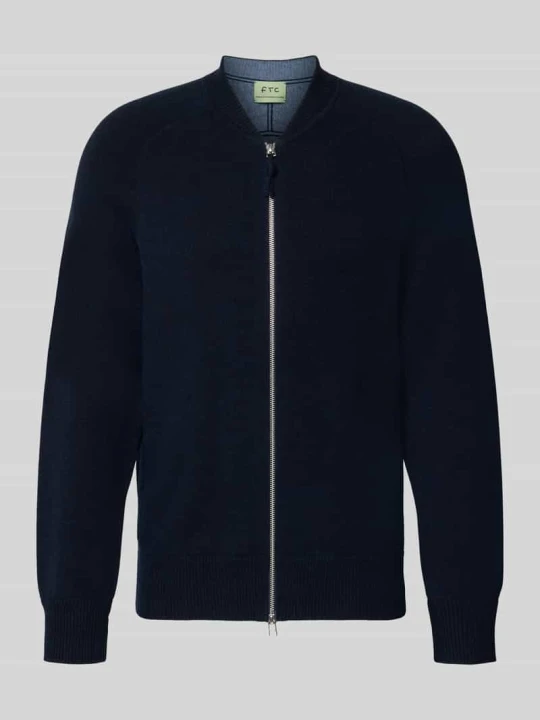 Zdjęcie produktu Kardigan rozpinany o kroju regular fit z mieszanki bawełny z dodatkiem kaszmiru FTC Cashmere Granatowy