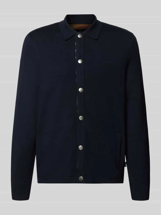 Zdjęcie produktu kardigan rozpinany o kroju regular fit z mieszanki bawełny z dodatkiem wełny model 'Florcombe' Barbour Granatowy