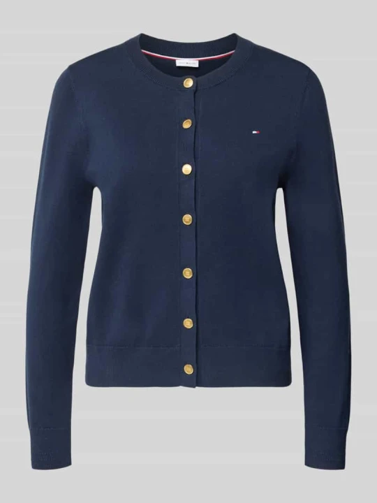 Zdjęcie produktu Kardigan rozpinany o kroju regular fit z mieszanki bawełny z złotymi guzikami Tommy Hilfiger Granatowy