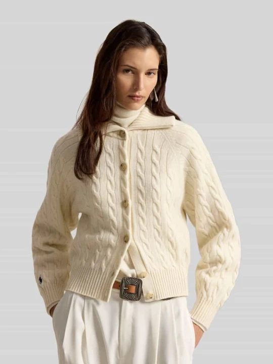 Zdjęcie produktu Kardigan rozpinany o kroju regular fit z mieszanki wełny i kaszmiru Polo Ralph Lauren Złamany biały