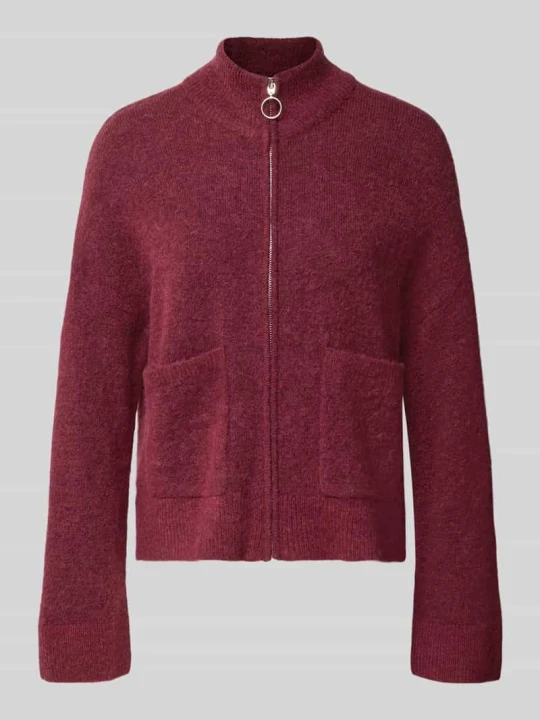 Zdjęcie produktu kardigan rozpinany o kroju regular fit z mieszanki wełny model 'SIA' Selected Bordowy
