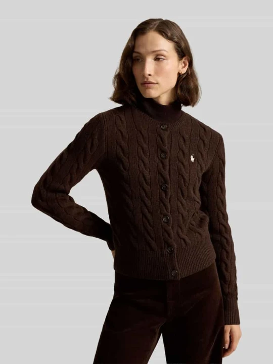 Zdjęcie produktu kardigan rozpinany o kroju regular fit z wełny z domieszką kaszmiru Polo Ralph Lauren Czarny