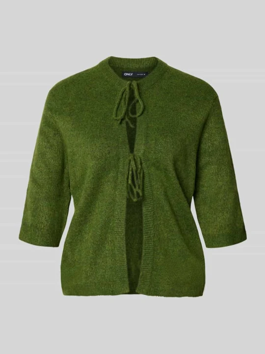 Zdjęcie produktu kardigan rozpinany o kroju regular fit z wiązaniem model 'SIMONI' Only Ciemnozielony melanż