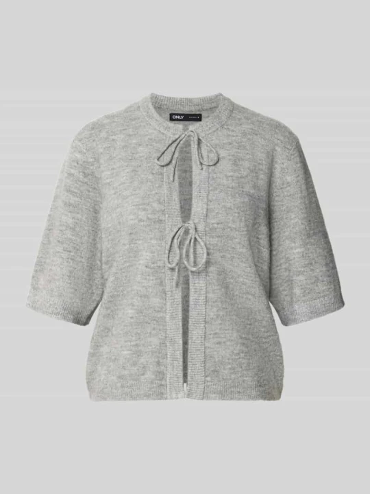 Zdjęcie produktu kardigan rozpinany o kroju regular fit z wiązaniem model 'SIMONI' Only Średnioszary melanż