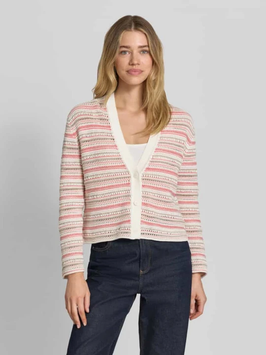 Zdjęcie produktu Kardigan rozpinany o kroju relaxed fit z czystej bawełny Tom Tailor Koralowy