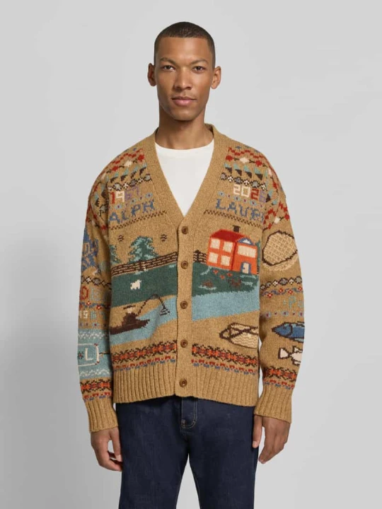 Zdjęcie produktu Kardigan rozpinany o kroju relaxed fit z czystej wełny Polo Ralph Lauren Beżowy