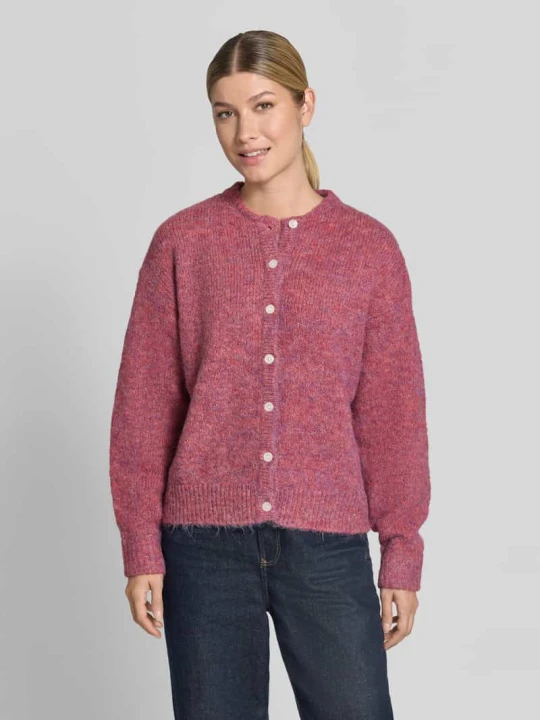 Zdjęcie produktu Kardigan rozpinany o kroju relaxed fit z dodatkiem wełny model 'Belablue' Ichi Bordowy