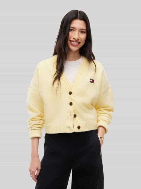 Zdjęcie produktu Kardigan rozpinany o kroju relaxed fit z dodatkiem wełny z alpaki i dodatek wełny Tommy Jeans Jasnożółty