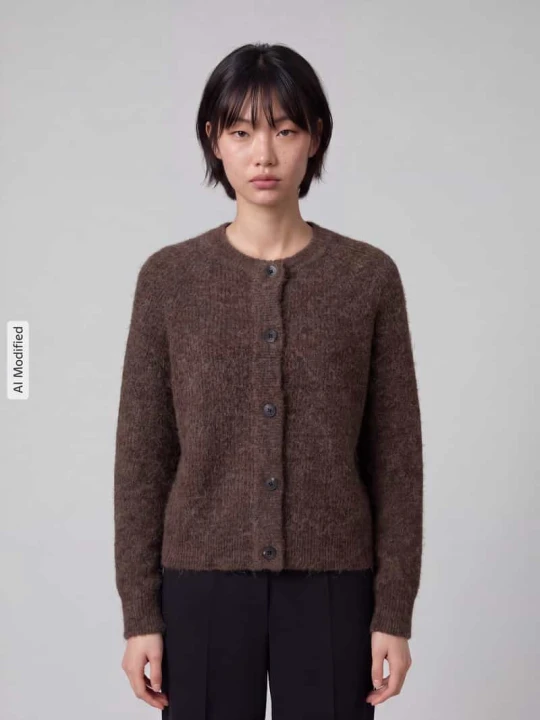 Zdjęcie produktu kardigan rozpinany o kroju relaxed fit z mieszanka wełny model 'LULU' Selected