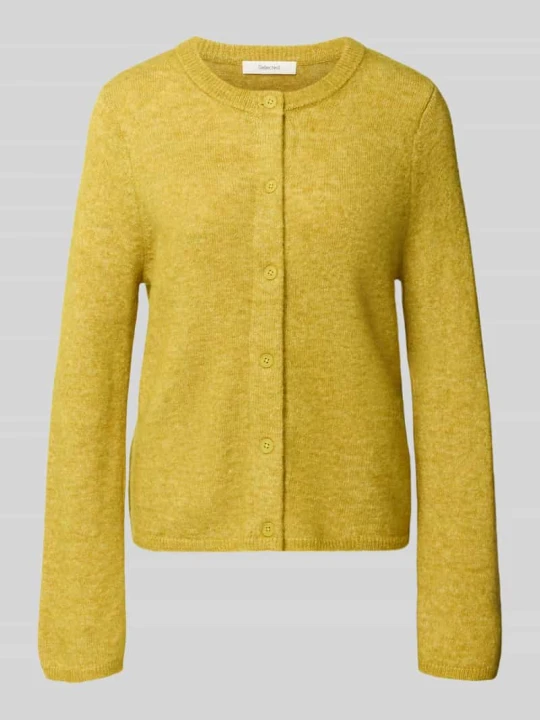 Zdjęcie produktu Kardigan rozpinany o kroju relaxed fit z mieszanka wełny model 'LULU' Selected Jasnozielony
