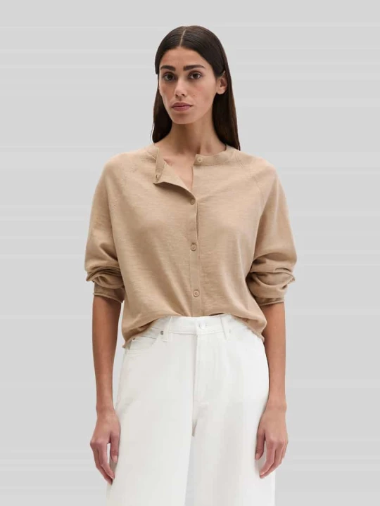 Zdjęcie produktu Kardigan rozpinany o kroju relaxed fit z mieszanki bawełny i lnu Marc O'Polo Piaskowy