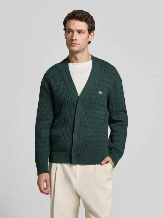 Zdjęcie produktu Kardigan rozpinany o kroju relaxed fit z mieszanki bawełny Lacoste Ciemnozielony