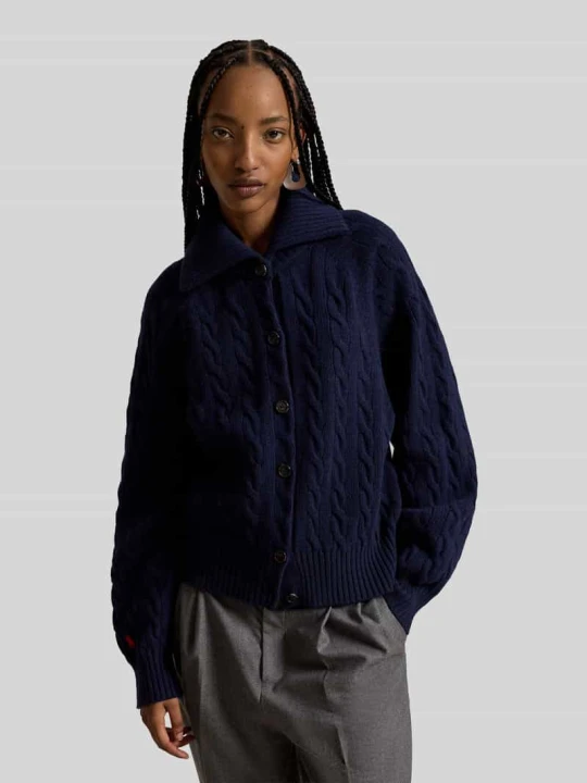 Zdjęcie produktu Kardigan rozpinany o kroju relaxed fit z mieszanki wełny i kaszmiru Polo Ralph Lauren Granatowy