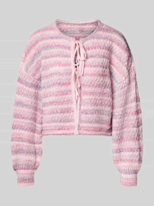 Zdjęcie produktu kardigan rozpinany o kroju relaxed fit z taśmą do wiązania Only Różowy