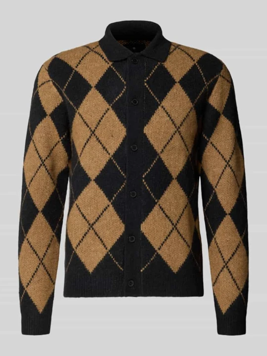 Zdjęcie produktu kardigan rozpinany o kroju slim fit z dodatkiem wełny model 'Simon' Jack&Jones Czarny