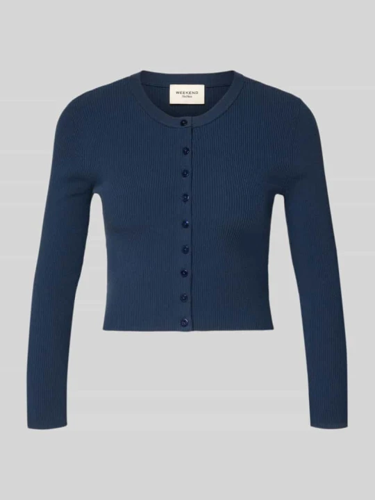 Zdjęcie produktu Kardigan rozpinany o kroju slim fit z mieszanka wiskozy model 'WKDTENNIS' Weekend Max Mara Ciemnoniebieski