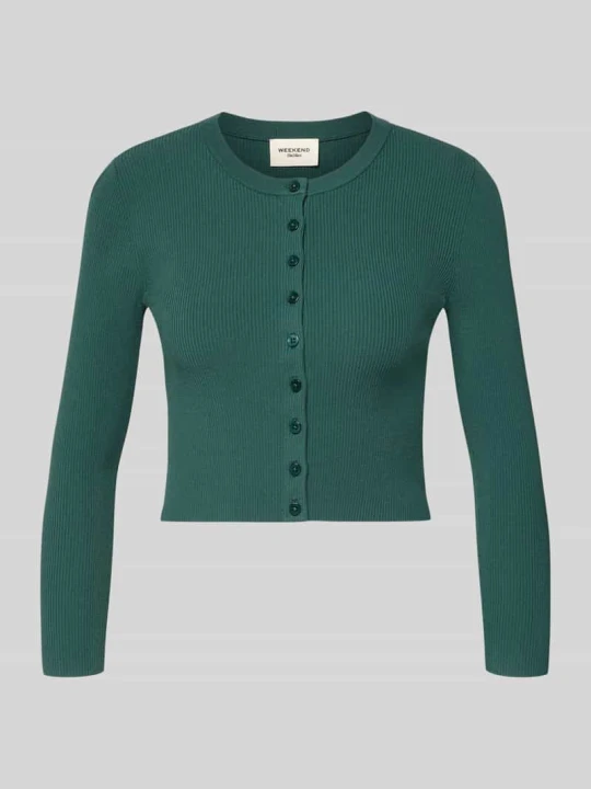 Zdjęcie produktu Kardigan rozpinany o kroju slim fit z mieszanka wiskozy model 'WKDTENNIS' Weekend Max Mara Ciemnozielony