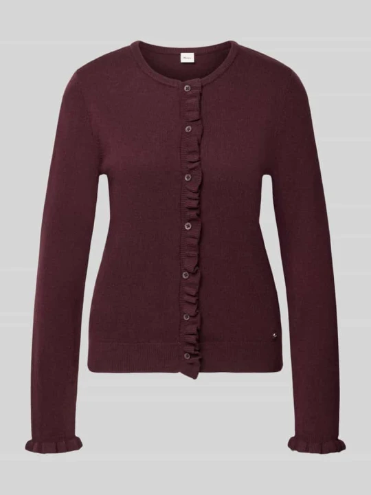 Zdjęcie produktu kardigan rozpinany o kroju slim fit z mieszanka żywej wełny i kaszmiru model 'ANN' BRAX Bordowy