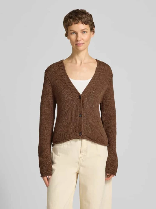 Zdjęcie produktu Kardigan rozpinany o kroju slim fit z mieszanki bawełny Marc O'Polo Średniobrązowy