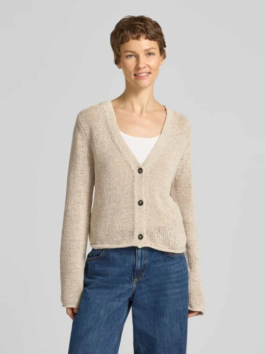 Zdjęcie produktu Kardigan rozpinany o kroju slim fit z mieszanki bawełny Marc O'Polo Kamienny