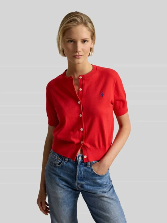 Zdjęcie produktu Kardigan rozpinany o kroju slim fit z mieszanki bawełny Polo Ralph Lauren Czerwony