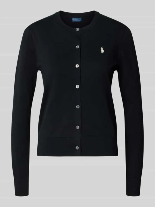 Zdjęcie produktu Kardigan rozpinany o kroju slim fit z mieszanki bawełny Polo Ralph Lauren Czarny