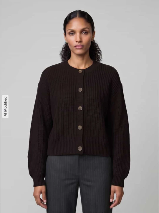 Zdjęcie produktu kardigan rozpinany o luźnym kroju z jednorzędową listwą guzikową model 'LEA' Vero Moda Czarny