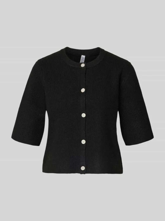 Zdjęcie produktu Kardigan rozpinany o pudełkowym kroju z prążkowanej dzianiny model 'SILLY' Pieces Czarny
