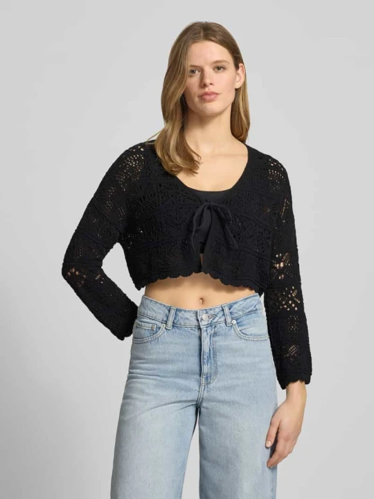 Zdjęcie produktu Krótki kardigan z dzianiny z mieszanki bawełny model 'BEACH LIFE' Only Czarny
