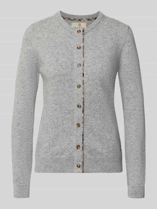 Zdjęcie produktu Kardigan rozpinany Slim Fit z mieszanka wełny i bawełny Barbour Jasnoszary