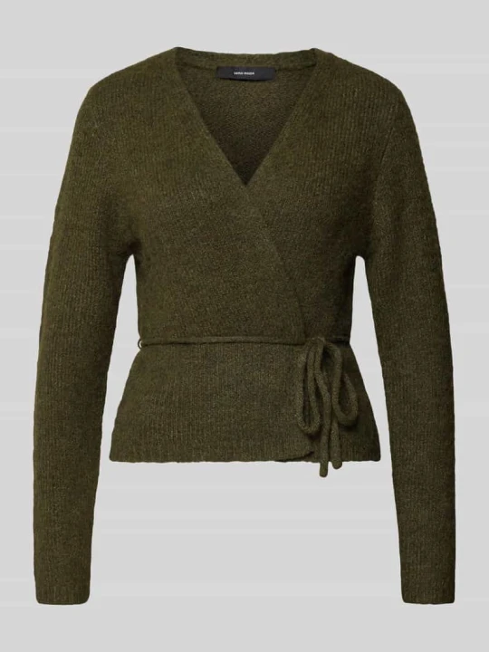 Zdjęcie produktu kardigan rozpinany w kroju regular fit z dodatkiem wełny model 'CORA' Vero Moda Ciemnozielony