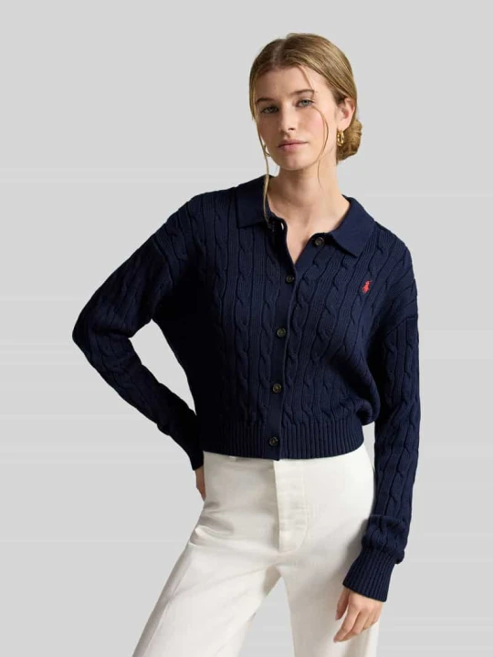 Zdjęcie produktu kardigan rozpinany w kroju regular fit z czystej bawełny Polo Ralph Lauren Granatowy