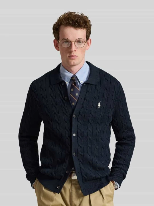 Zdjęcie produktu kardigan rozpinany w kroju regular fit z czystej bawełny Polo Ralph Lauren Granatowy